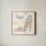 Fashion Blooms II by Jess Aiken. Shown in a natural wood glass frame for a timeless modern aesthetic. Available as an archival giclee rolled canvas, fine art paper, or poster print. SKU 25998a.
