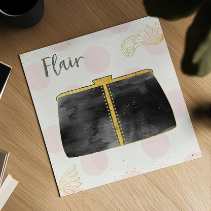 Fashion Blooms II Black by Jess Aiken. Shown as a detailed flat fine art print, highlighting archival giclee quality. Available as an archival giclee rolled canvas, fine art paper, or poster print. SKU 45818a.