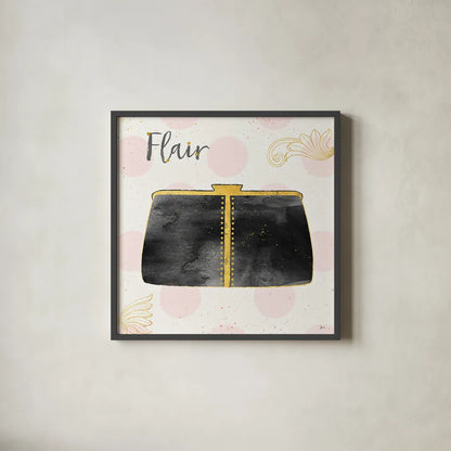 Fashion Blooms II Black by Jess Aiken. Shown in a sleek black glass frame for a contemporary gallery look. Available as an archival giclee rolled canvas, fine art paper, or poster print. SKU 45818a.