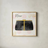Fashion Blooms II Black by Jess Aiken. Shown in a natural wood glass frame for a timeless modern aesthetic. Available as an archival giclee rolled canvas, fine art paper, or poster print. SKU 45818a.