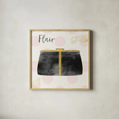 Fashion Blooms II Black by Jess Aiken. Shown in a natural wood glass frame for a timeless modern aesthetic. Available as an archival giclee rolled canvas, fine art paper, or poster print. SKU 45818a.