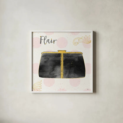 Fashion Blooms II Black by Jess Aiken. Shown in a crisp white glass frame for a clean and minimalist style. Available as an archival giclee rolled canvas, fine art paper, or poster print. SKU 45818a.