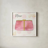 Fashion Blooms II Pink by Jess Aiken. Shown in a crisp white glass frame for a clean and minimalist style. Available as an archival giclee rolled canvas, fine art paper, or poster print. SKU 45814a.
