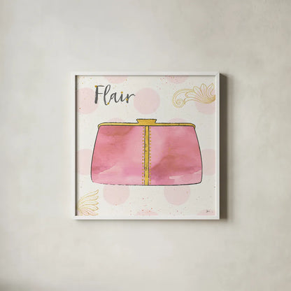 Fashion Blooms II Pink by Jess Aiken. Shown in a crisp white glass frame for a clean and minimalist style. Available as an archival giclee rolled canvas, fine art paper, or poster print. SKU 45814a.