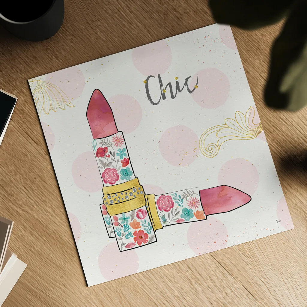 Fashion Blooms III by Jess Aiken. Shown as a detailed flat fine art print, highlighting archival giclee quality. Available as an archival giclee rolled canvas, fine art paper, or poster print. SKU 25999a.