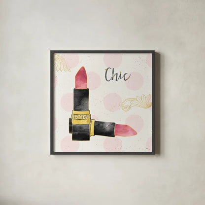 Fashion Blooms III Black by Jess Aiken. Shown in a sleek black glass frame for a contemporary gallery look. Available as an archival giclee rolled canvas, fine art paper, or poster print. SKU 45819a.