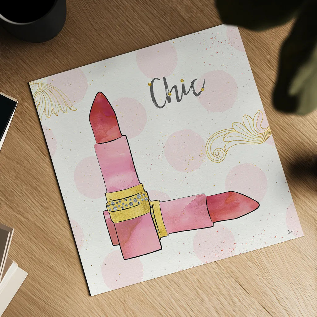 Fashion Blooms III Pink by Jess Aiken. Shown as a detailed flat fine art print, highlighting archival giclee quality. Available as an archival giclee rolled canvas, fine art paper, or poster print. SKU 45815a.