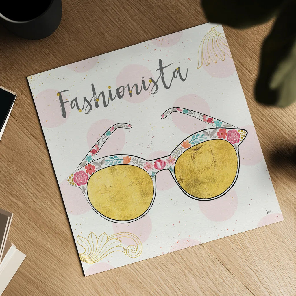 Fashion Blooms IV by Jess Aiken. Shown as a detailed flat fine art print, highlighting archival giclee quality. Available as an archival giclee rolled canvas, fine art paper, or poster print. SKU 26000a.