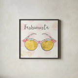 Fashion Blooms IV by Jess Aiken. Shown in a sleek black glass frame for a contemporary gallery look. Available as an archival giclee rolled canvas, fine art paper, or poster print. SKU 26000a.