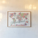 Floral Aspect II Color by Jess Aiken. shown as a paper print in a natural frame. Available as a archival giclee rolled canvas, fine art paper, or poster print. SKU 39357i.