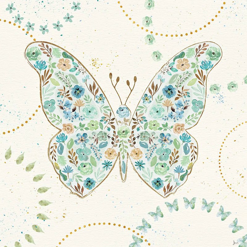 Flutterby Blooms I by Jess Aiken. SKU 26045a. Archival Giclee Fine art print for wall decor.