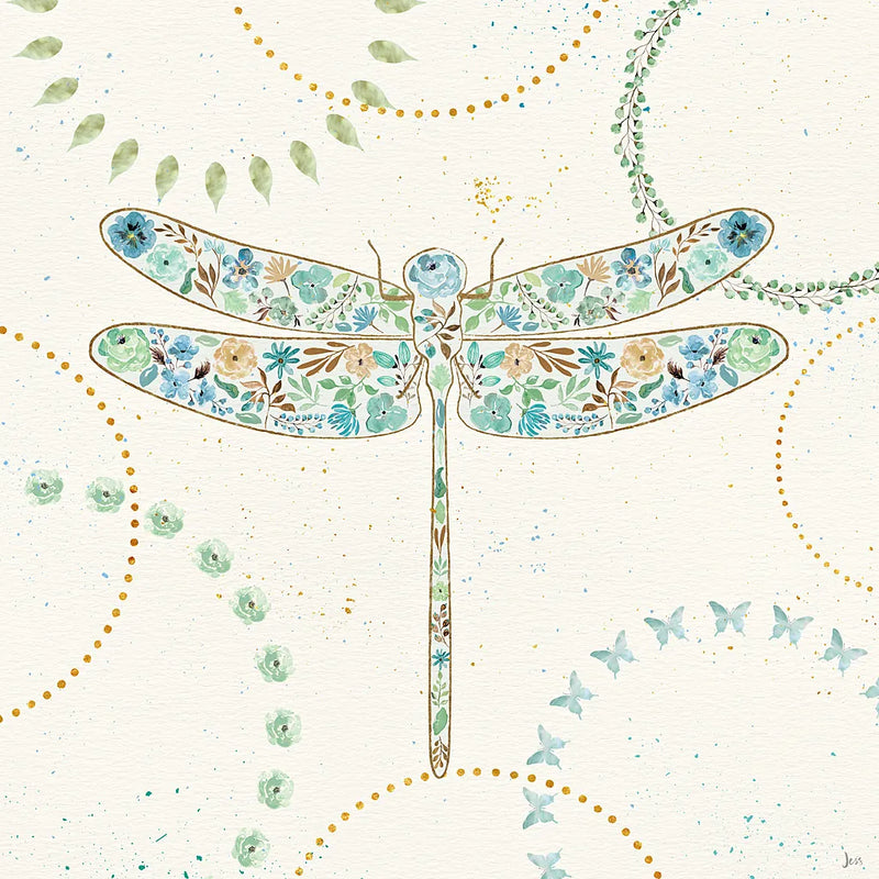 Flutterby Blooms III by Jess Aiken. SKU 26047a. Archival Giclee Fine art print for wall decor.