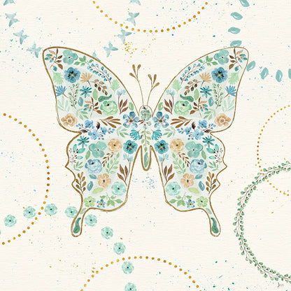 Flutterby Blooms IV by Jess Aiken. SKU 26048a. Archival Giclee Fine art print for wall decor.