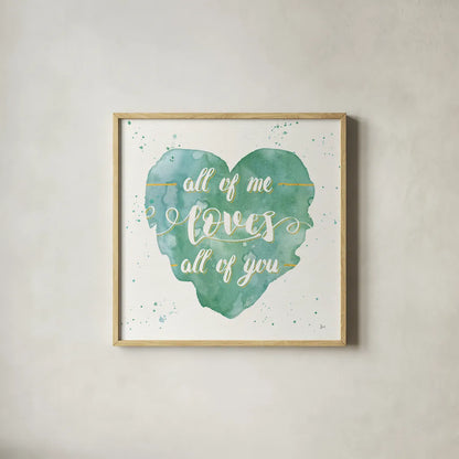 Happy Hearts I by Jess Aiken. Shown in a natural wood glass frame for a timeless modern aesthetic. Available as an archival giclee rolled canvas, fine art paper, or poster print. SKU 31376a.