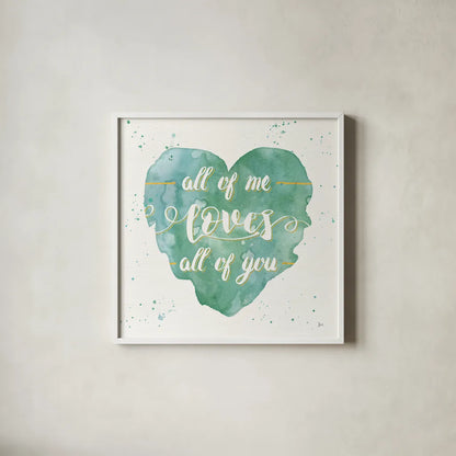 Happy Hearts I by Jess Aiken. Shown in a crisp white glass frame for a clean and minimalist style. Available as an archival giclee rolled canvas, fine art paper, or poster print. SKU 31376a.
