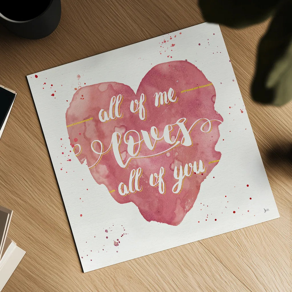 Happy Hearts I Pink by Jess Aiken. Shown as a detailed flat fine art print, highlighting archival giclee quality. Available as an archival giclee rolled canvas, fine art paper, or poster print. SKU 31378a.