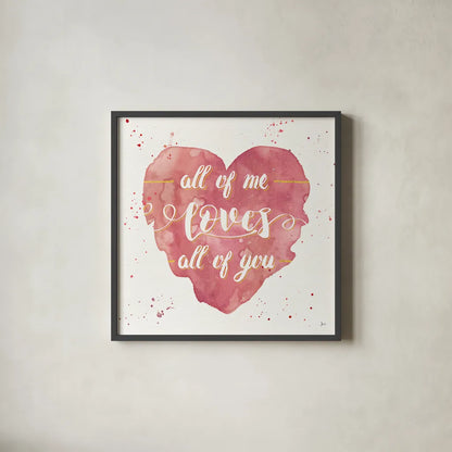 Happy Hearts I Pink by Jess Aiken. Shown in a sleek black glass frame for a contemporary gallery look. Available as an archival giclee rolled canvas, fine art paper, or poster print. SKU 31378a.