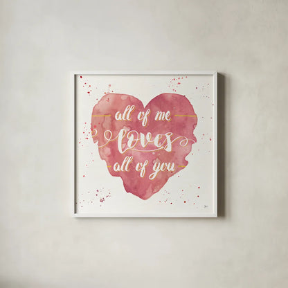 Happy Hearts I Pink by Jess Aiken. Shown in a crisp white glass frame for a clean and minimalist style. Available as an archival giclee rolled canvas, fine art paper, or poster print. SKU 31378a.