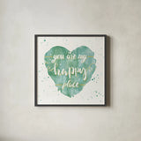 Happy Hearts II by Jess Aiken. Shown in a sleek black glass frame for a contemporary gallery look. Available as an archival giclee rolled canvas, fine art paper, or poster print. SKU 31377a.