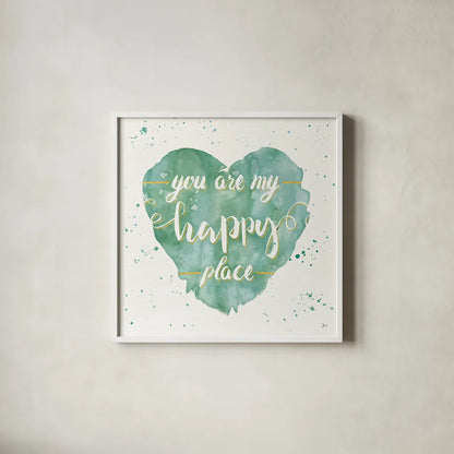 Happy Hearts II by Jess Aiken. Shown in a crisp white glass frame for a clean and minimalist style. Available as an archival giclee rolled canvas, fine art paper, or poster print. SKU 31377a.