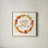 Harvest Wishes I by Jess Aiken. Shown in a natural wood glass frame for a timeless modern aesthetic. Available as an archival giclee rolled canvas, fine art paper, or poster print. SKU 34875a.