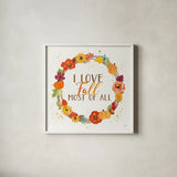 Harvest Wishes I by Jess Aiken. Shown in a crisp white glass frame for a clean and minimalist style. Available as an archival giclee rolled canvas, fine art paper, or poster print. SKU 34875a.