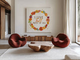 Harvest Wishes I by Jess Aiken. Shown as extra-large giant wall art in a modern living room. Available as an archival giclee rolled canvas, fine art paper, or poster print. SKU 34875a.
