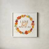 Harvest Wishes I on Wood by Jess Aiken. Shown in a crisp white glass frame for a clean and minimalist style. Available as an archival giclee rolled canvas, fine art paper, or poster print. SKU 35663a.