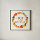 Harvest Wishes I on Wood by Jess Aiken. Shown in a sleek black glass frame for a contemporary gallery look. Available as an archival giclee rolled canvas, fine art paper, or poster print. SKU 44935a.
