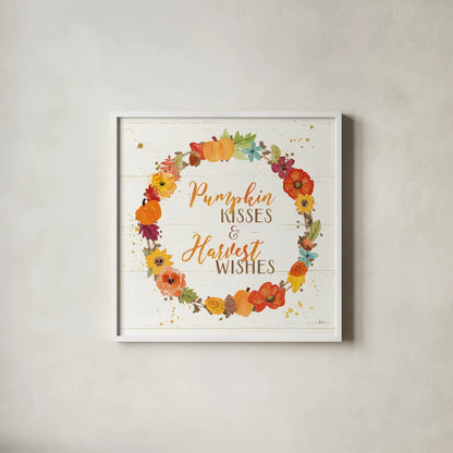 Harvest Wishes II on Wood by Jess Aiken. Shown in a crisp white glass frame for a clean and minimalist style. Available as an archival giclee rolled canvas, fine art paper, or poster print. SKU 35664a.