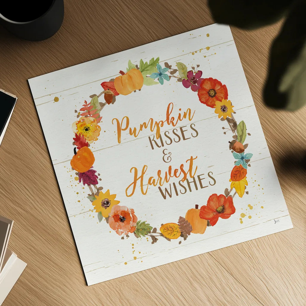 Harvest Wishes II on Wood by Jess Aiken. Shown as a detailed flat fine art print, highlighting archival giclee quality. Available as an archival giclee rolled canvas, fine art paper, or poster print. SKU 44936a.