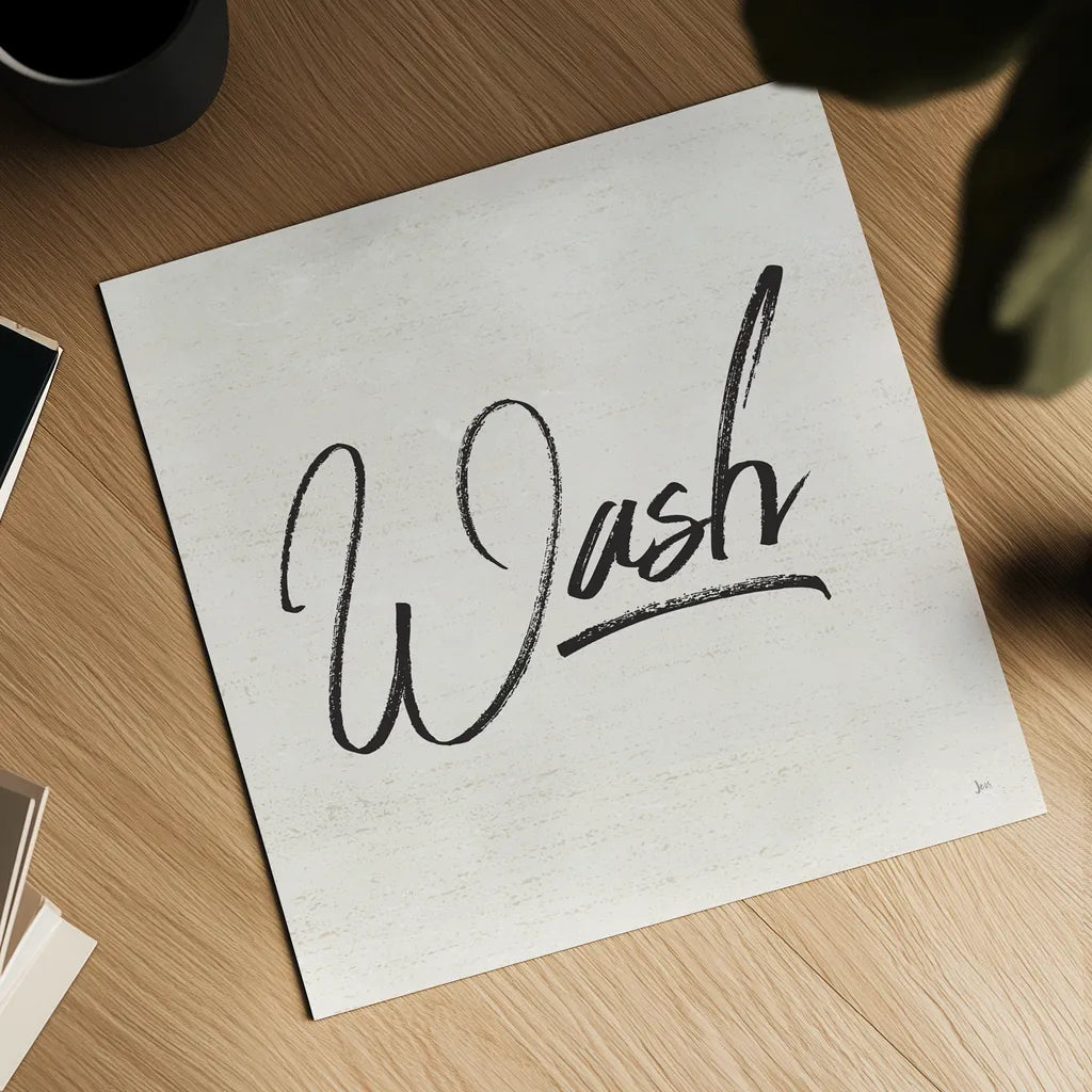 Laundry Script I by Jess Aiken. Shown as a detailed flat fine art print, highlighting archival giclee quality. Available as an archival giclee rolled canvas, fine art paper, or poster print. SKU 66269a.