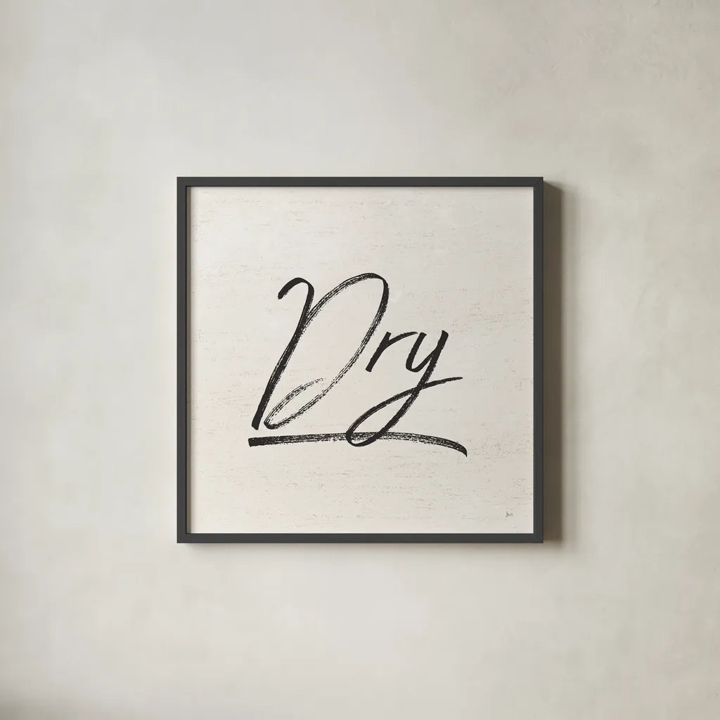 Laundry Script II by Jess Aiken. Shown in a sleek black glass frame for a contemporary gallery look. Available as an archival giclee rolled canvas, fine art paper, or poster print. SKU 66270a.