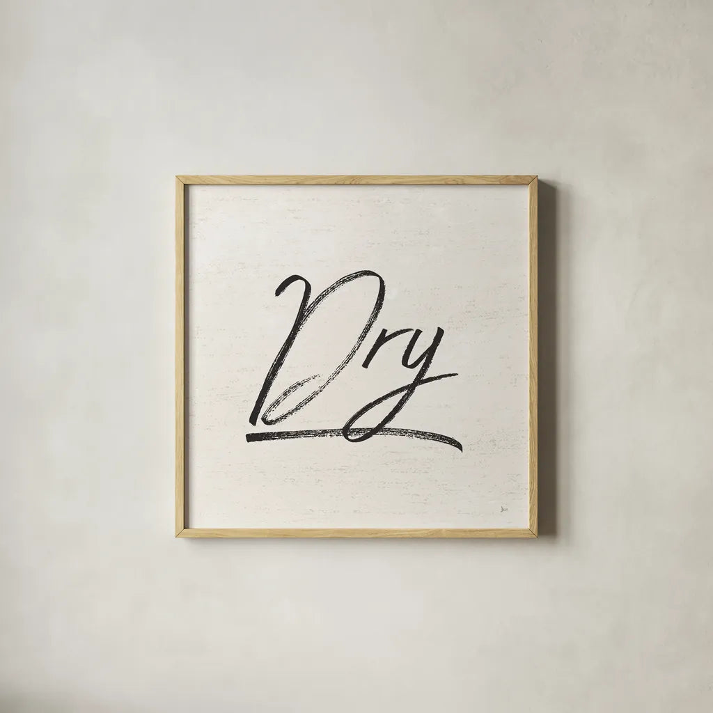 Laundry Script II by Jess Aiken. Shown in a natural wood glass frame for a timeless modern aesthetic. Available as an archival giclee rolled canvas, fine art paper, or poster print. SKU 66270a.