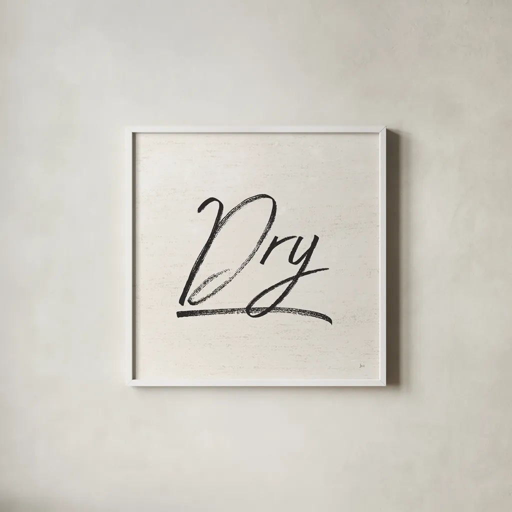 Laundry Script II by Jess Aiken. Shown in a crisp white glass frame for a clean and minimalist style. Available as an archival giclee rolled canvas, fine art paper, or poster print. SKU 66270a.