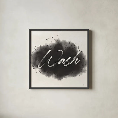 Laundry Splash I by Jess Aiken. Shown in a sleek black glass frame for a contemporary gallery look. Available as an archival giclee rolled canvas, fine art paper, or poster print. SKU 66266a.