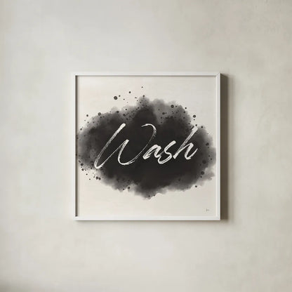 Laundry Splash I by Jess Aiken. Shown in a crisp white glass frame for a clean and minimalist style. Available as an archival giclee rolled canvas, fine art paper, or poster print. SKU 66266a.