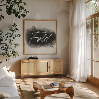 Laundry Splash III by Jess Aiken. Shown in a natural wood frame in a cozy modern living room. Available as an archival giclee rolled canvas, fine art paper, or poster print. SKU 66268a.