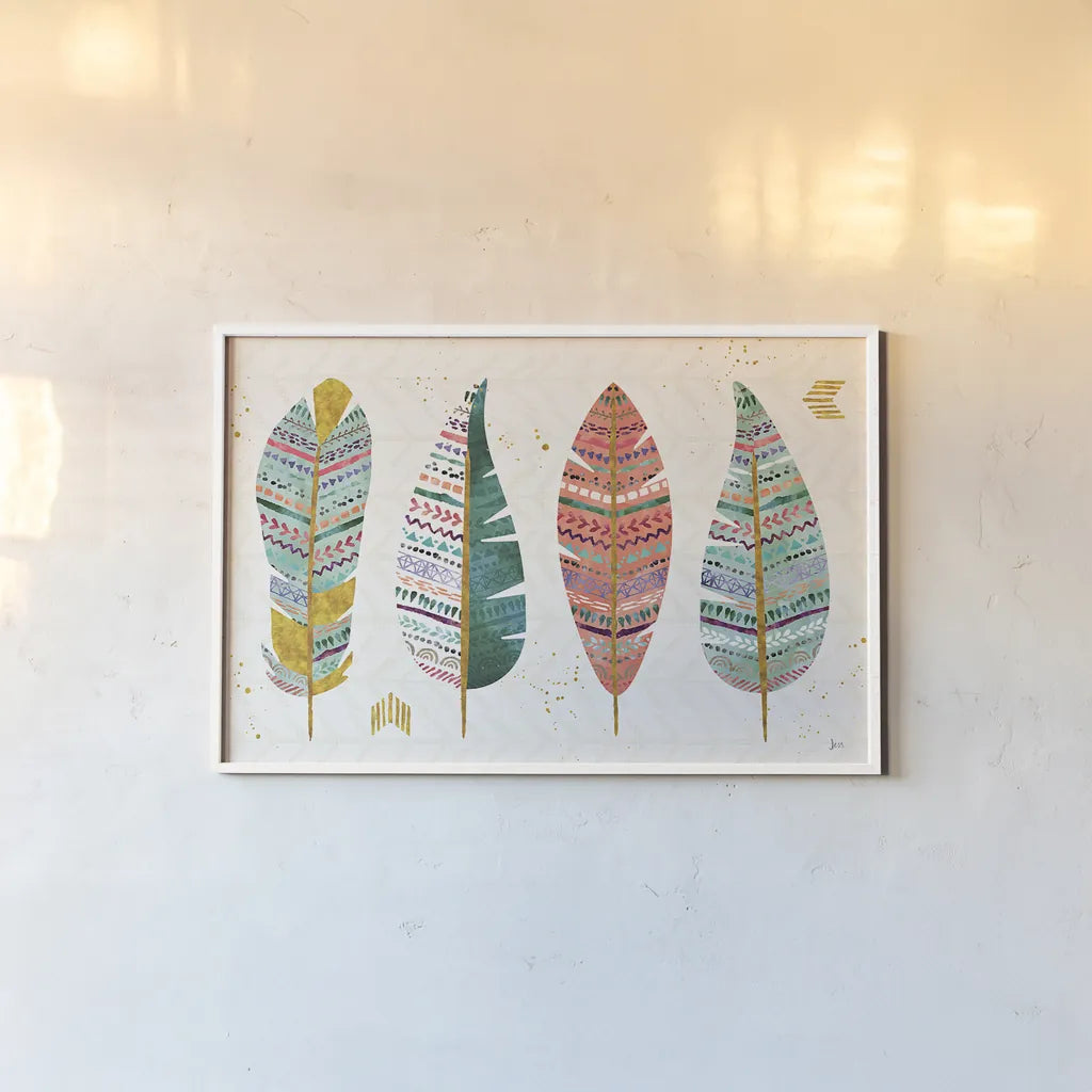 Light as a Feather I by Jess Aiken. shown as a paper print in a white frame. Available as a archival giclee rolled canvas, fine art paper, or poster print. SKU 32029i.