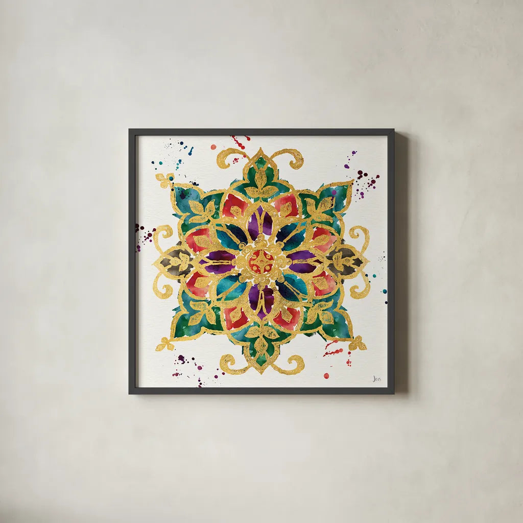 Little Jewels I by Jess Aiken. Shown in a sleek black glass frame for a contemporary gallery look. Available as an archival giclee rolled canvas, fine art paper, or poster print. SKU 20922a.