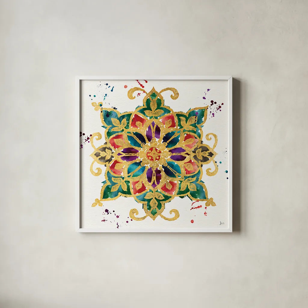 Little Jewels I by Jess Aiken. Shown in a crisp white glass frame for a clean and minimalist style. Available as an archival giclee rolled canvas, fine art paper, or poster print. SKU 20922a.