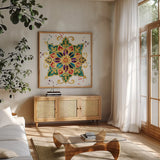 Little Jewels I by Jess Aiken. Shown in a natural wood frame in a cozy modern living room. Available as an archival giclee rolled canvas, fine art paper, or poster print. SKU 20922a.