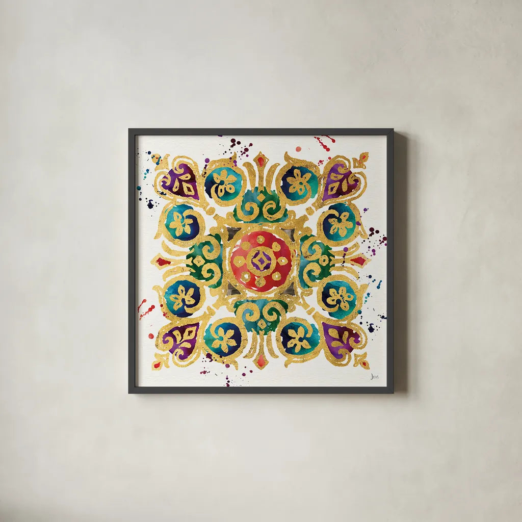 Little Jewels III by Jess Aiken. Shown in a sleek black glass frame for a contemporary gallery look. Available as an archival giclee rolled canvas, fine art paper, or poster print. SKU 20924a.