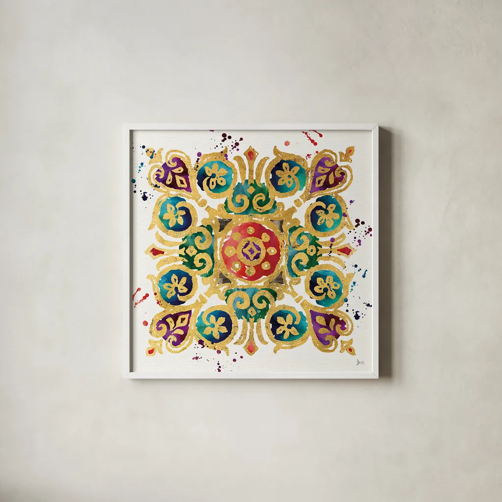 Little Jewels III by Jess Aiken. Shown in a crisp white glass frame for a clean and minimalist style. Available as an archival giclee rolled canvas, fine art paper, or poster print. SKU 20924a.