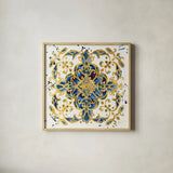 Little Jewels IV Blue by Jess Aiken. Shown in a natural wood glass frame for a timeless modern aesthetic. Available as an archival giclee rolled canvas, fine art paper, or poster print. SKU 22124a.