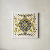 Little Jewels IV Blue by Jess Aiken. Shown in a crisp white glass frame for a clean and minimalist style. Available as an archival giclee rolled canvas, fine art paper, or poster print. SKU 22124a.