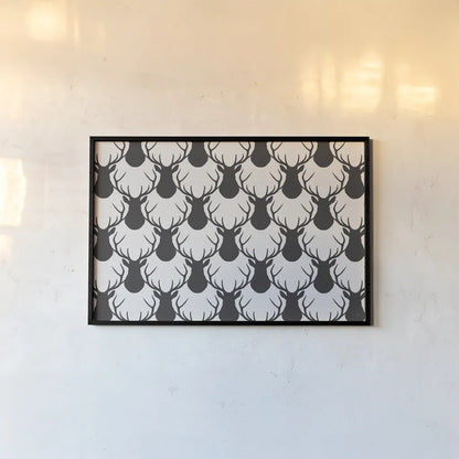 Lodge Antlers I by Jess Aiken. shown as a paper print in a black flame. Available as a archival giclee rolled canvas, fine art paper, or poster print. SKU 76123i.