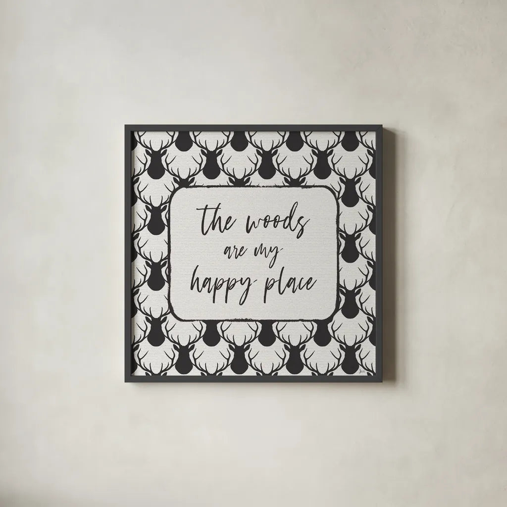 Lodge Antlers II by Jess Aiken. Shown in a sleek black glass frame for a contemporary gallery look. Available as an archival giclee rolled canvas, fine art paper, or poster print. SKU 76129a.