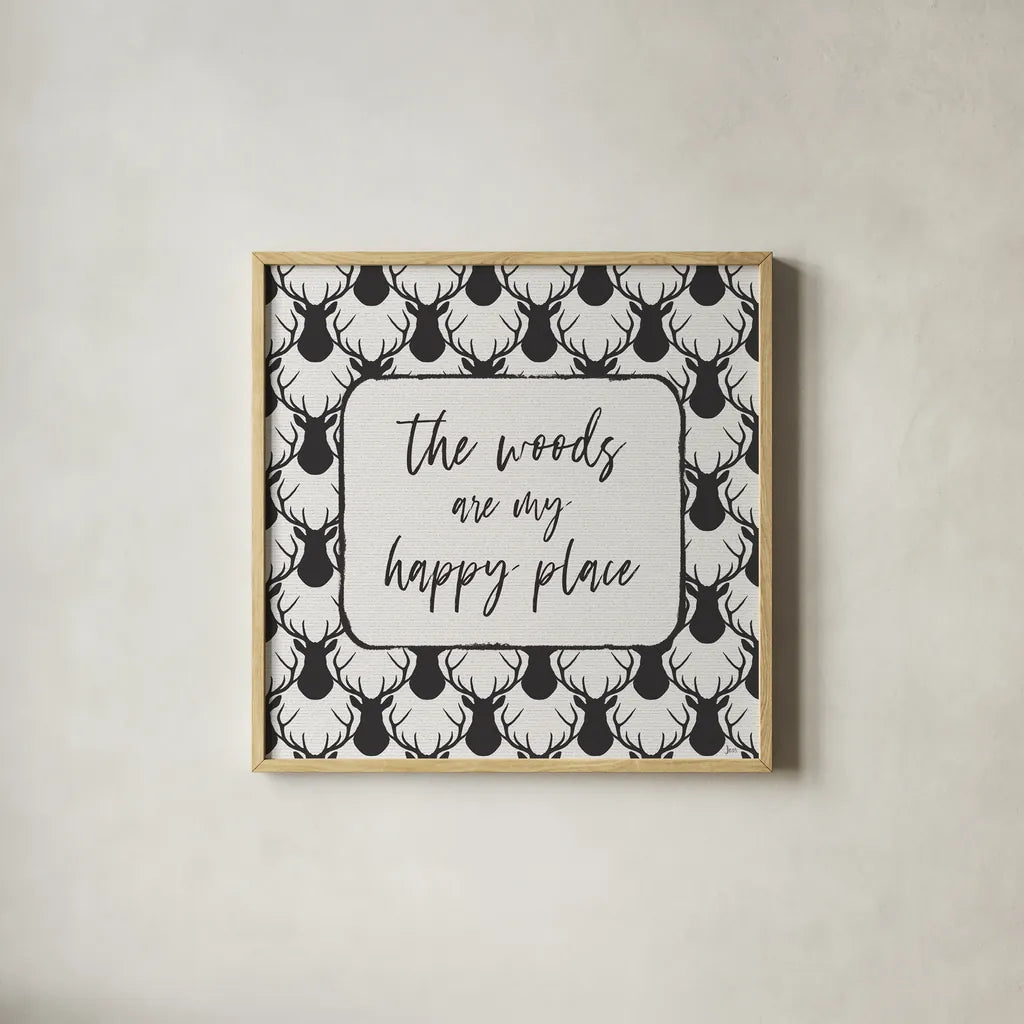 Lodge Antlers II by Jess Aiken. Shown in a natural wood glass frame for a timeless modern aesthetic. Available as an archival giclee rolled canvas, fine art paper, or poster print. SKU 76129a.