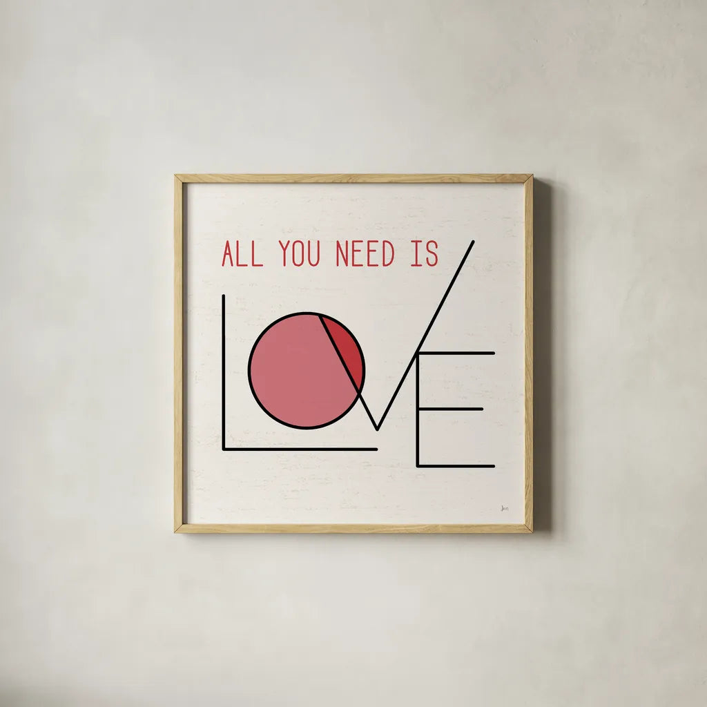 Love Letters I by Jess Aiken. Shown in a natural wood glass frame for a timeless modern aesthetic. Available as an archival giclee rolled canvas, fine art paper, or poster print. SKU 69549a.